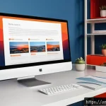 시각디자인과 인터페이스 디자인 - A modern digital workspace interface showcasing emotional design principles: warm orange and red acc...